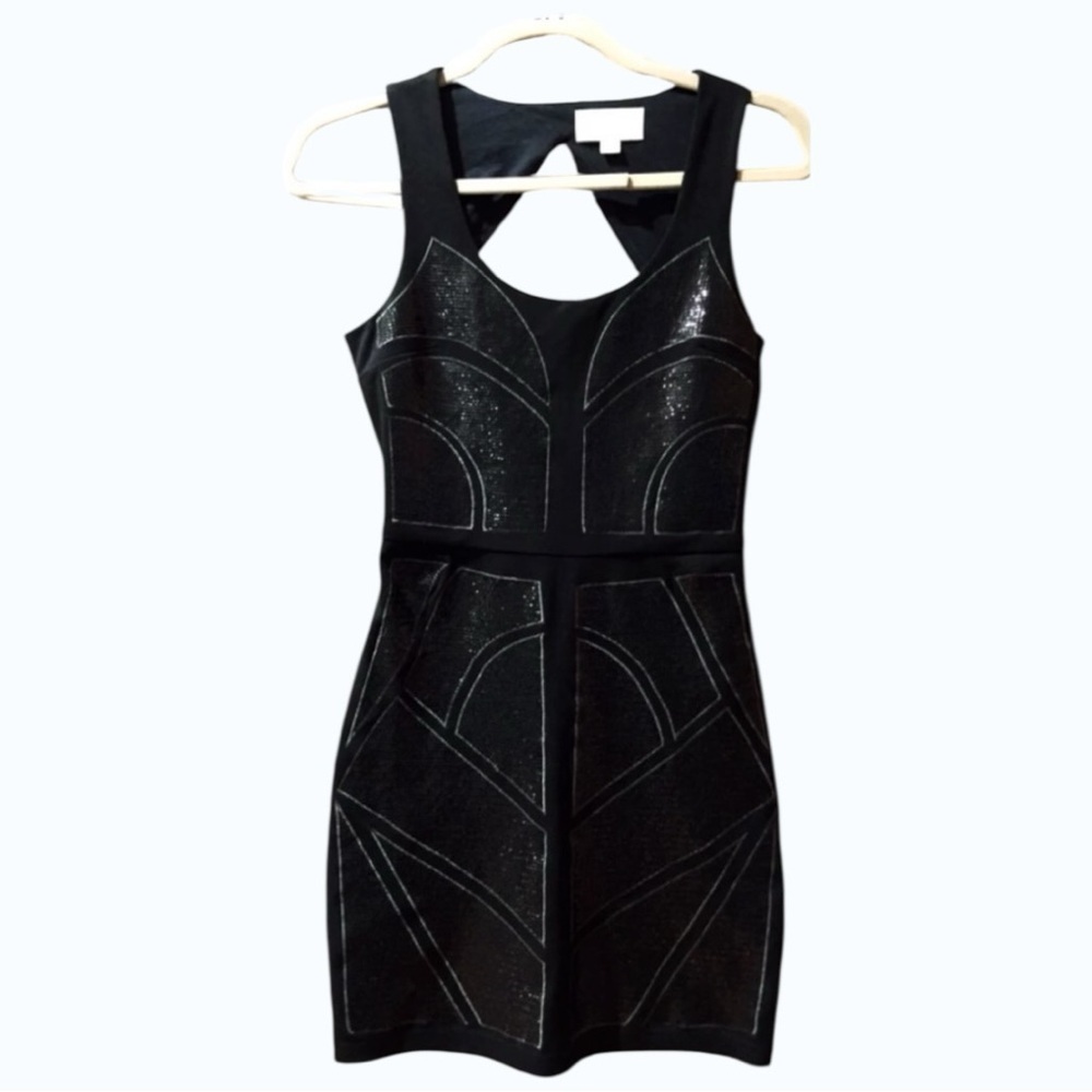🖤 En Crème Black Cutout Bodycon Dress | Edgy Cocktail | Size S